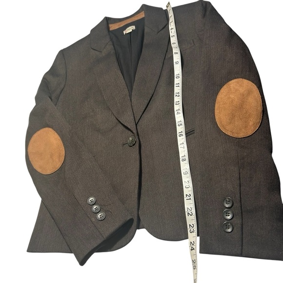 Cremieux Womens Brown Patch Sleeve one Button Front Blazer Sz 2 - Picture 14 of 15